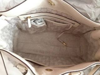 Michael Kors Leather Hamilton Vanilla Gold Hardware Large N s Tote Retail $358