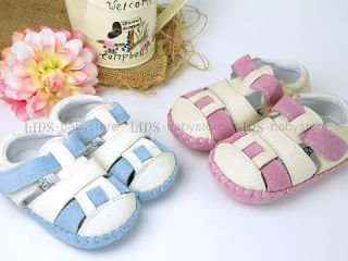 Baby Toddler Girl Boy Pink Blue Leather Sandals Shoes Size 2 3 4 5