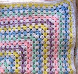 Crochet Baby Toddler Blanket Afghan Wrap Handmade Granny Square Lapghan Rainbow