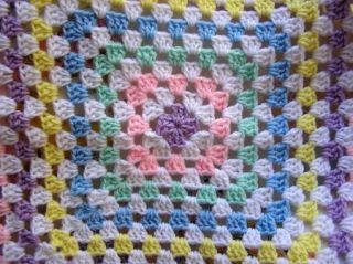 Crochet Baby Toddler Blanket Afghan Wrap Handmade Granny Square Lapghan Rainbow