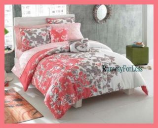Roxy Gwen Pink White Flower Floral Logo 2 Pcs Twin XL Comforter Sham Set New