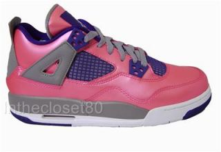 Nike Air Jordan 4 Retro GS Womens Girls Trainers Pink Flash Electric Purple Whit