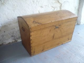 Antique Victorian Pine Dome Top Blanket Box Storage Chest