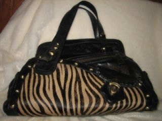 Kate Landry Black Leather Fur Handbag Very Nice Purse