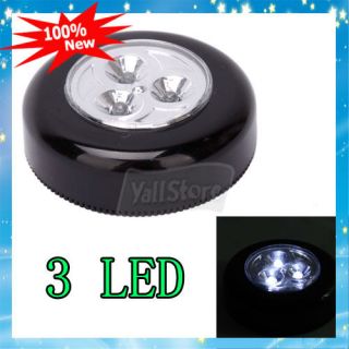 4X Mini Cordless 3 LED Touch Light Batteries Powered Stick Tap Lamp Black