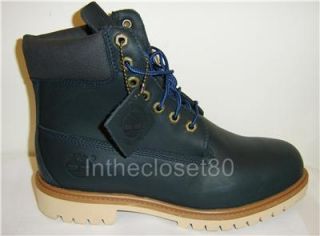 New Genuine Timberland AF 6 inch 6" Mens Leather Boots Smooth Dark Navy Blue