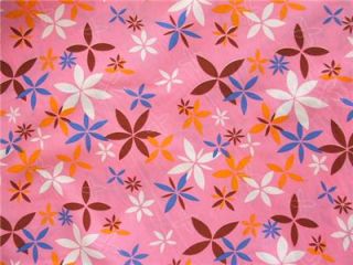 Blue Orange White Pink Flower Hip Fabric Craft Quilt