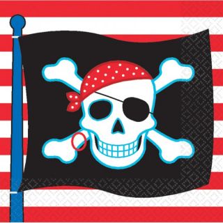 Pirate Party Childrens Kids Birthday x16 Pirate Flag Napkins Serviettes