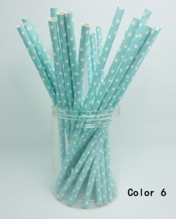 25 Pcs Colorful Polka Dot Paper Straws Drinking Straws Party Wedding Color 6