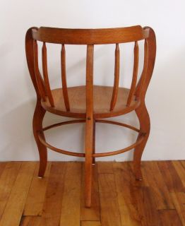 Antique Oak Spindle Back Barrel Chair with Arms