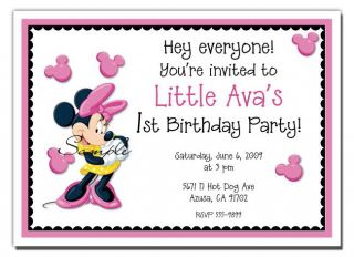 Minnie Mouse 1st 2nd 3rd Birthday Party Invitations