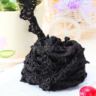 5 Yards Black Cotton Floral Scalloped Lace Trim 1 1 2'' Wide Sewing Headband DIY