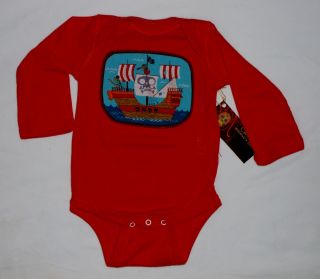 New Pirate SHIP Crossbones Skull Red Blue Boys Kids Baby Bodysuit Shirt Clothes