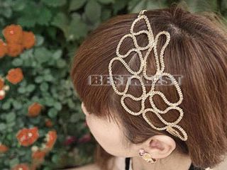 New Women Fashion Gold Hollow Out Braided Headband Hair Band Elastic Accessories