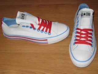 New Converse All Star Ox White Red Light Blue Kids 5 5