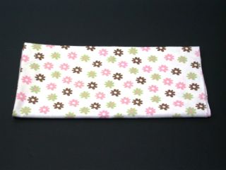 Wishes Kisses Cotton Floral Receiving Blanket 30 x 30 Brown Pink Green