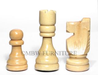 Solid Wood Sand Black Staunton Chess Game Pieces 32