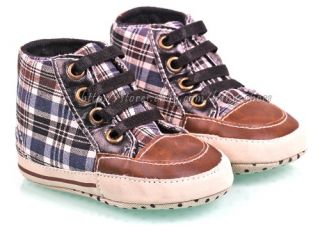 Baby Boys Plaid Walking Shoes Soft Sole Crib Sneakers Size 0 6 6 12 12 18 Months