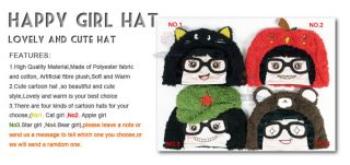 Cut Cartoon Girl Soft Cap Earmuff Plush Hat Hallowmas Party Christmas Gift New