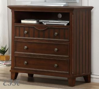 New Alyssa White or Cherry Finish Wood Media TV Stand Chest Console Cabinet