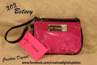 Betsey Johnson Pink Glitter Girl Wristlet Wallet