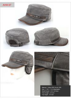 Trucker Ear Flaps Caps Vintage Army Cadet Hats Distressed Washing Cap