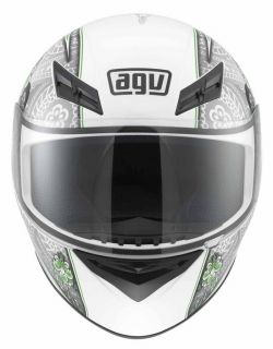 Agv Womens K3 Crew Full Face Race Street Motorcycle Helmet White Silver Lime