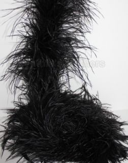 4 Plys 72" Midnight Black Ostrich Feather Boa High Quality Cynthia's Feathers