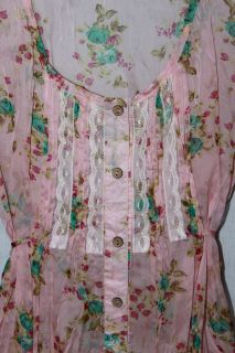 Sheer Pink Romantic Floral Lace Top from Sugar Tart