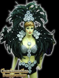 Black Cabaret Feather Samba Carnival Costume Headdress