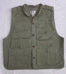 Trail Designs Cotton Olive Green 20 Pocket Fishing Hunting Hiking Vest Size XL