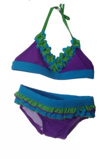 TCP Baby Girls Purple Teal Tiny Ruffle Bikini Bathing Suit 6 9 12 Months New