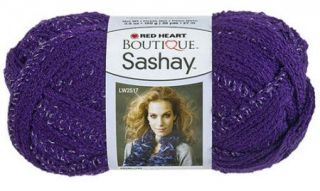 Red Heart Boutique Sashay Net Style Ruffle Yarn with Metallic Accent Purple