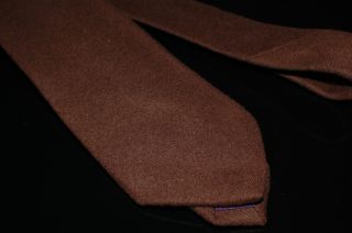 Ralph Lauren Purple Label RLPL 100 Cashmere Solid Chocolate Brown Thick Tie