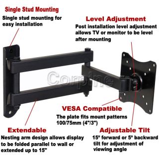 Full Motion Extend Arm Monitor LCD TV Wall Mount 15 16 19 20 22 23 24 26 27 MB1