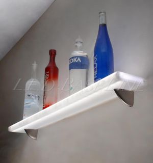 44” LED Lighted Wall Mounted Floating Shelf Liquor Bottle Glass Bar Display
