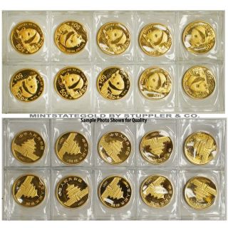 SEALED Sheet of 10 1987 1 2oz Gold Chinese Panda 50 Yuan Proof Like Surfaces