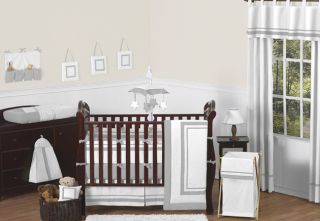 Designer Gray White Unisex Baby Boy Girl Crib Bedding Comforter Set Collection