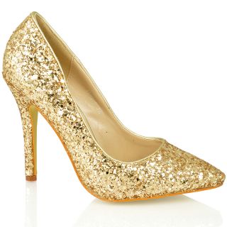 Womens Ladies High Stiletto Heel Glitter Metallic Party Wedding Court Shoes Size