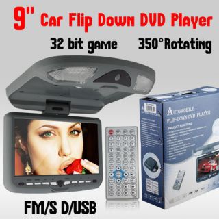 Black 15 6" LCD Car DVD Player Overhead Monitor FM IR Transmitter Games Handle