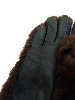 Vintage Fur Bear Gloves Faux Rabbit Real Fur Leather Gloves Small