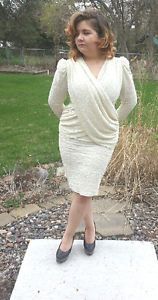 70s Ivory Gauze Crinkle Draped Dress