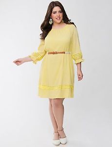 Lane Bryant Yellow Gauze Peasant Dress Size 18 20 2X New