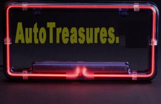 Red Car Truck Neon License Plate Street Frame Auto Glow Cover Lighted Bright New