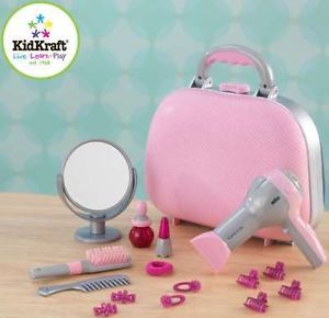 15 Piece Beauty Makeup Case Play Set w Brush Hair Dryer Girls Kids Childrens Toy