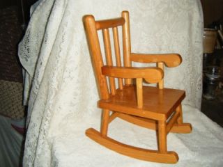 Vintage Heavy Solid Wood Spindle Childs Baby Doll Rocking Chair Furniture