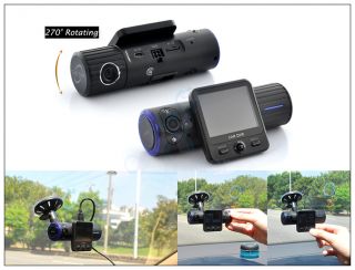 Dual Camera Wild Angle Car DVR HD Rotatable Lens GPS Logger G Sensor Camera