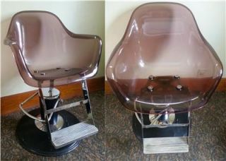 1960's 70's Plexi Lucite Hydraulic Beauty Salon Swivel Chair MCM Shell Chair