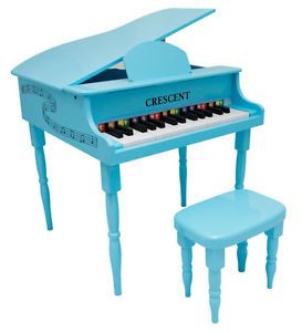 New Crescent 30 Keys Teal Baby Toy Grand Piano with Bench for Kids Age 3 9