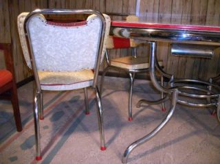 RARE Vintage Formica Chrome Retro Art Deco Kitchen Table Chairs 1950s Modern